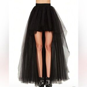 SHEIN Black High Low Tulle Skirt